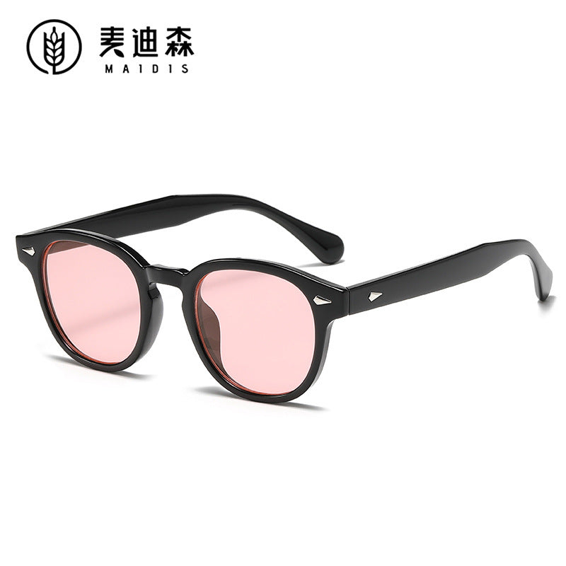 Retro rice nail Europe and the United States round sunglasses can wear myopia glasses INS Korean version anti-blue glasses